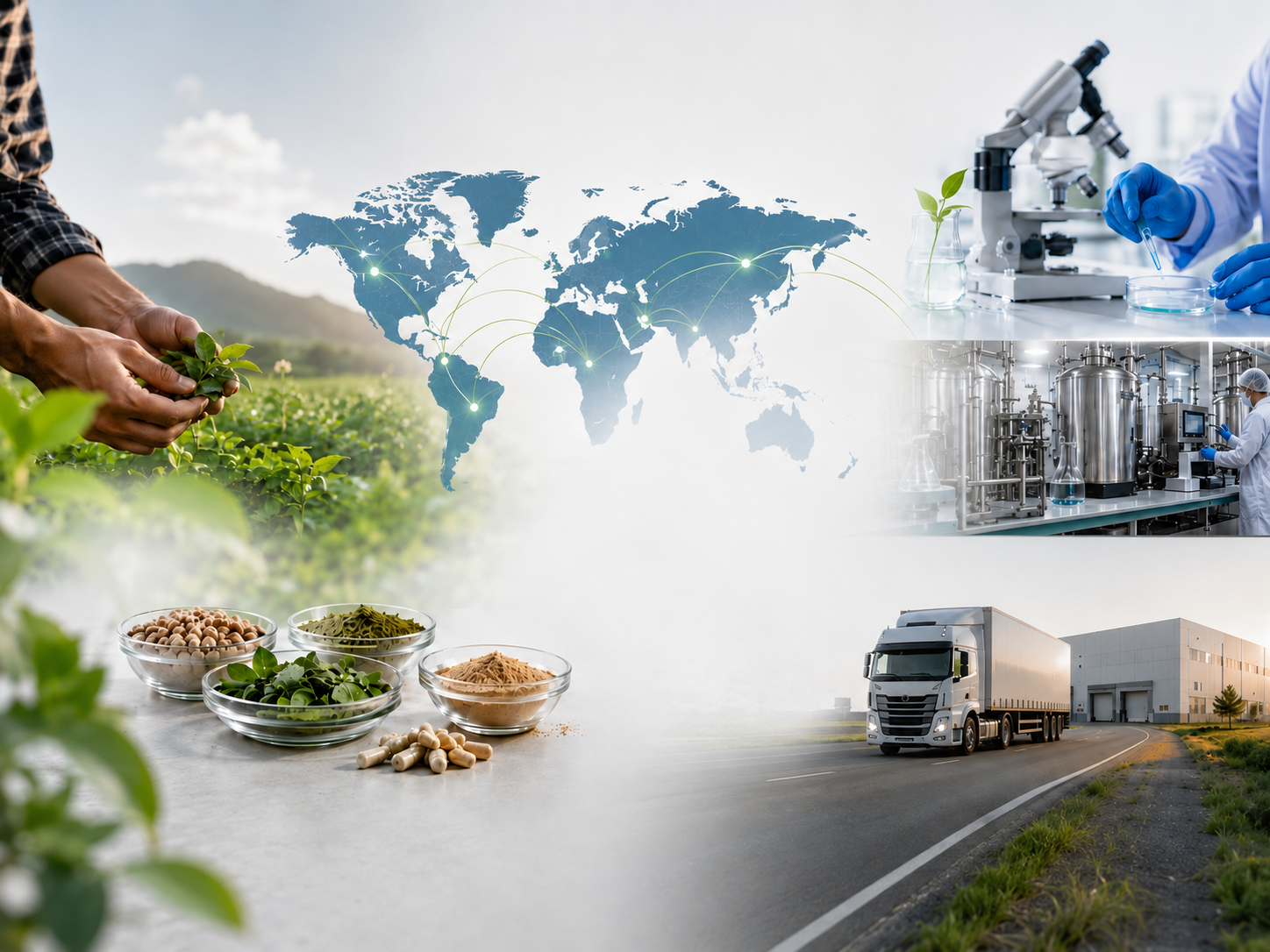 Bulk nutrition ingredients in a warehouse